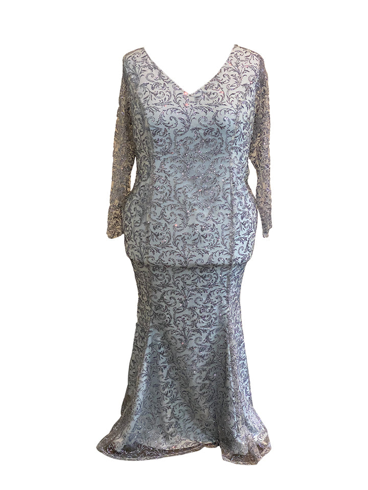 Artic - Elegant Long Sleeve Glitter Mermaid Gown
