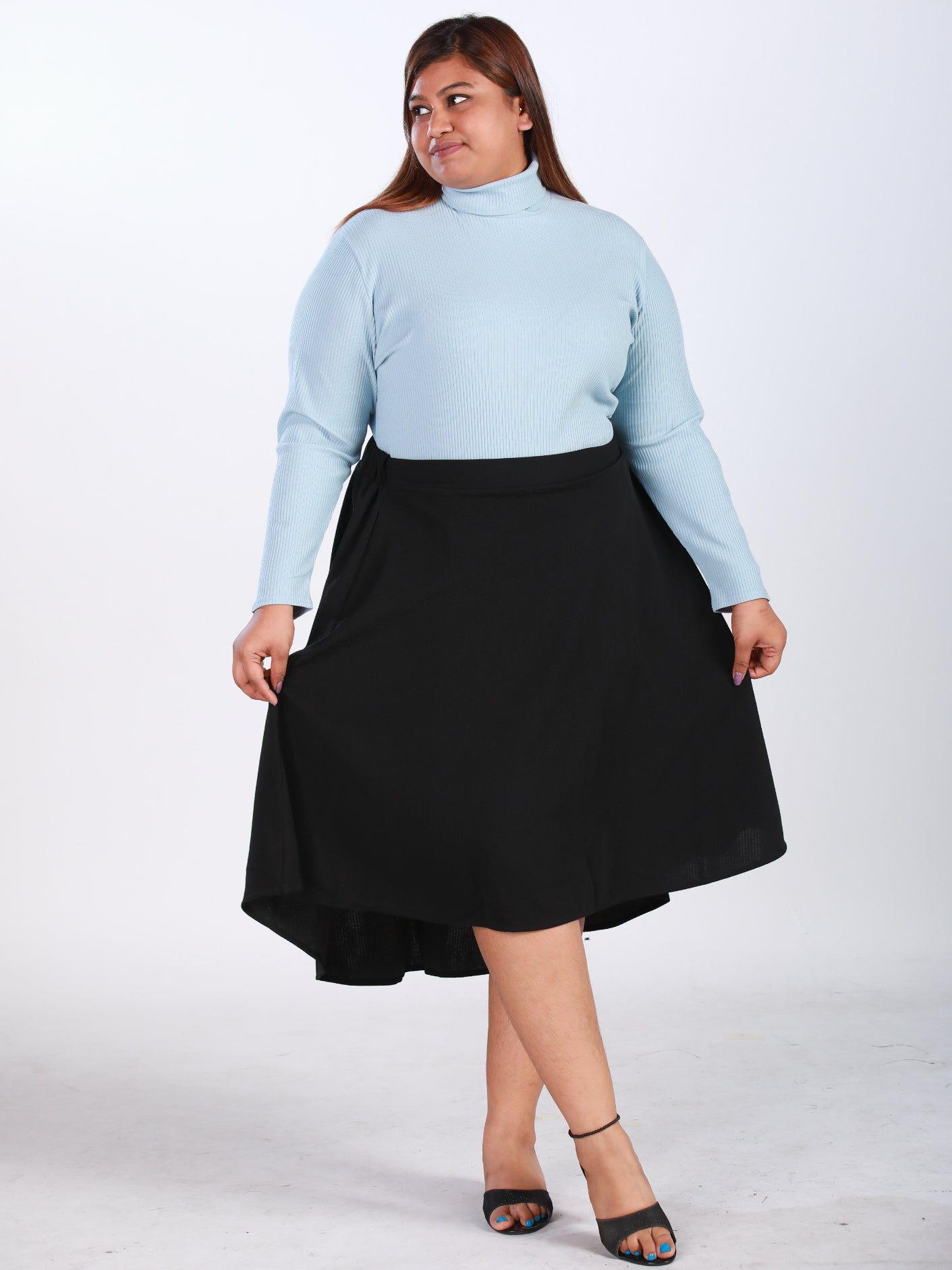 Plus Size Turtleneck in Blue Grey
