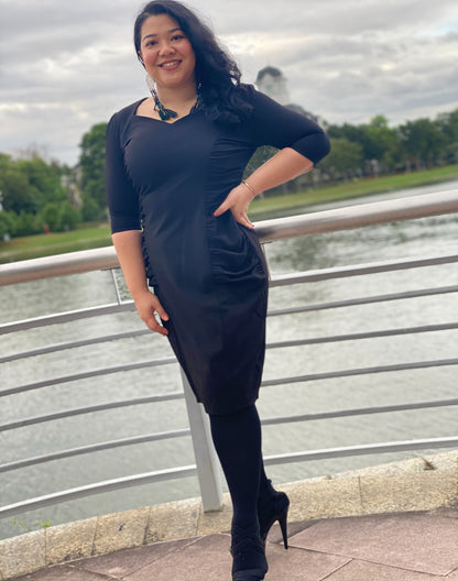 Tailored Midi Dress in Black - Ebony