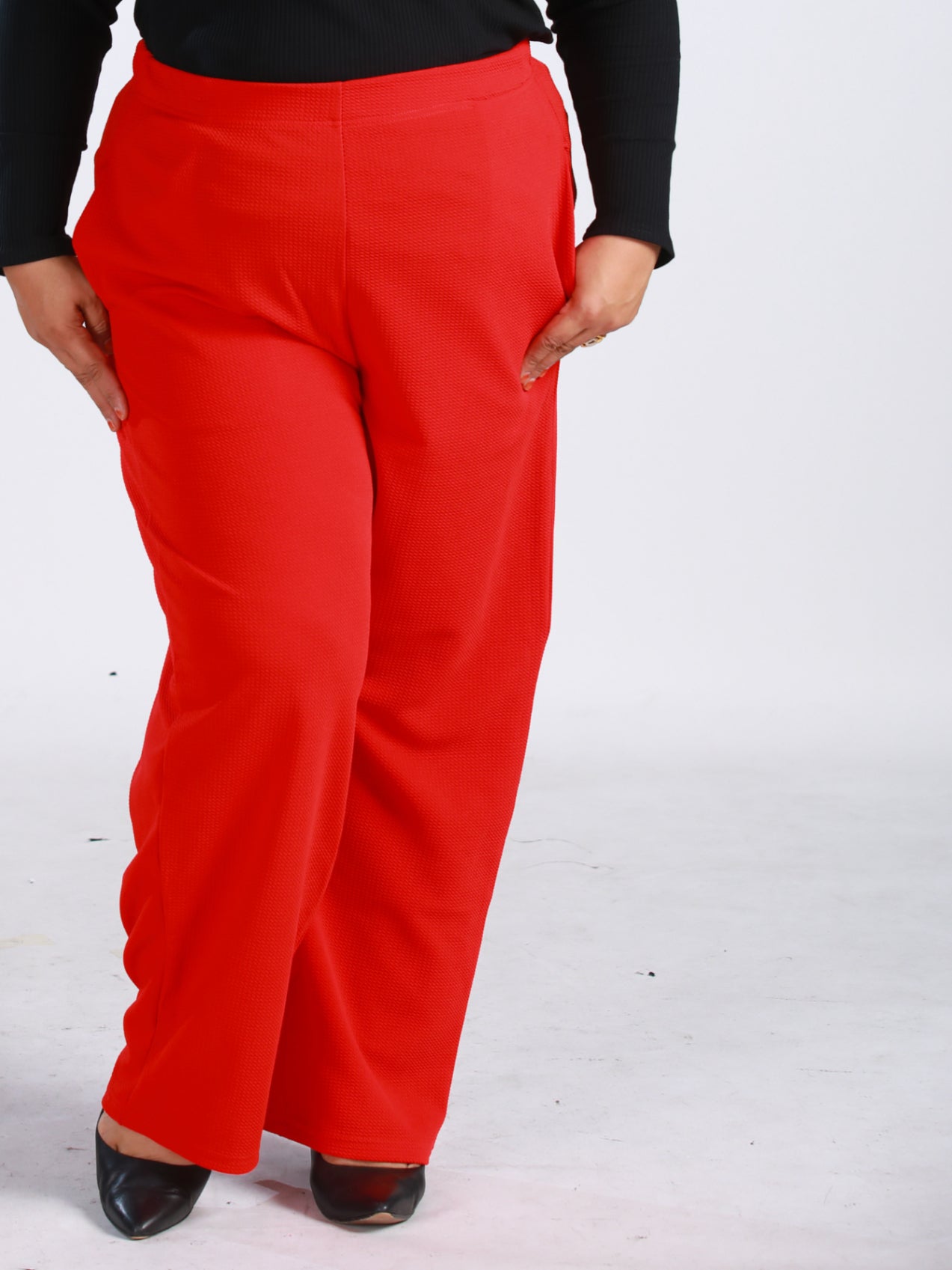 Plus Size High-Waist Pants in Red