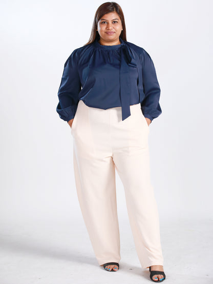 Plus Size High-Waist Pants in Beige