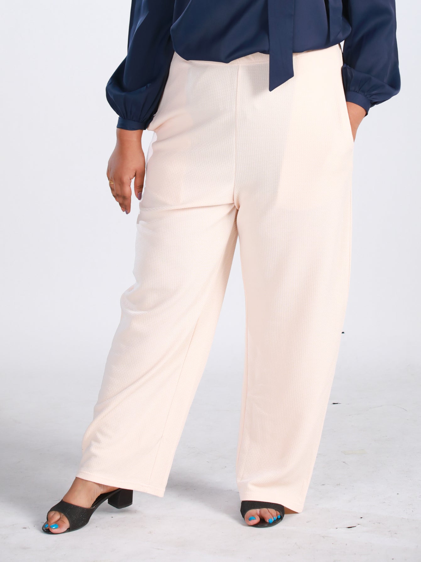Plus Size High-Waist Pants in Beige