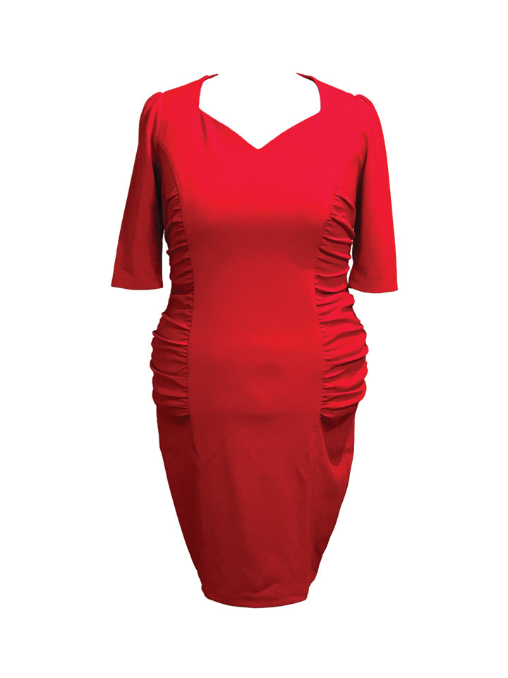Tailored Midi Dress in Red - Scarlet