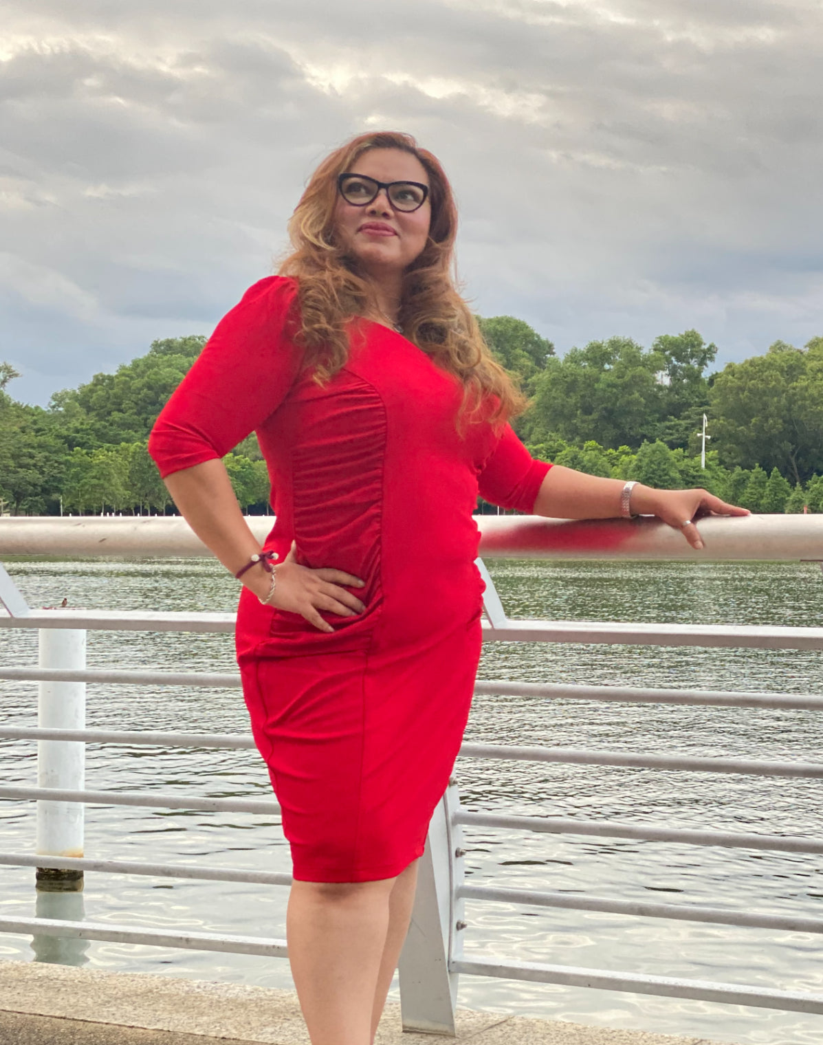 Tailored Midi Dress in Red - Scarlet